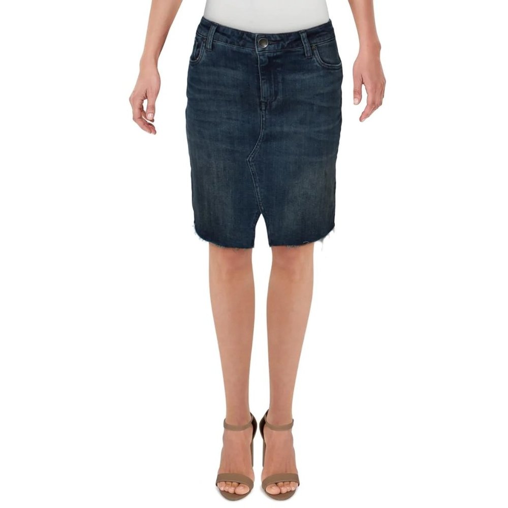 KUT FROM THE KLOTH HANNAH WOMENS WHISKER WASH FRAYED HEM MINI SKIRT
